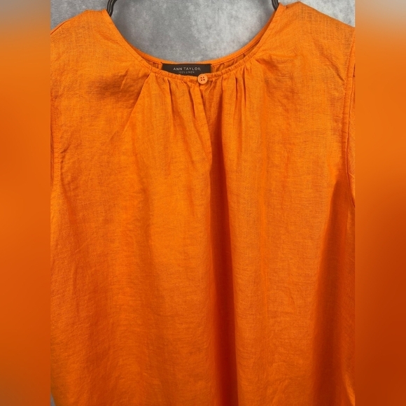 Ann‎ Taylor Pure Linen Flutter Sleeve Breathable lightweight Top Orange Size XL - Picture 9 of 14